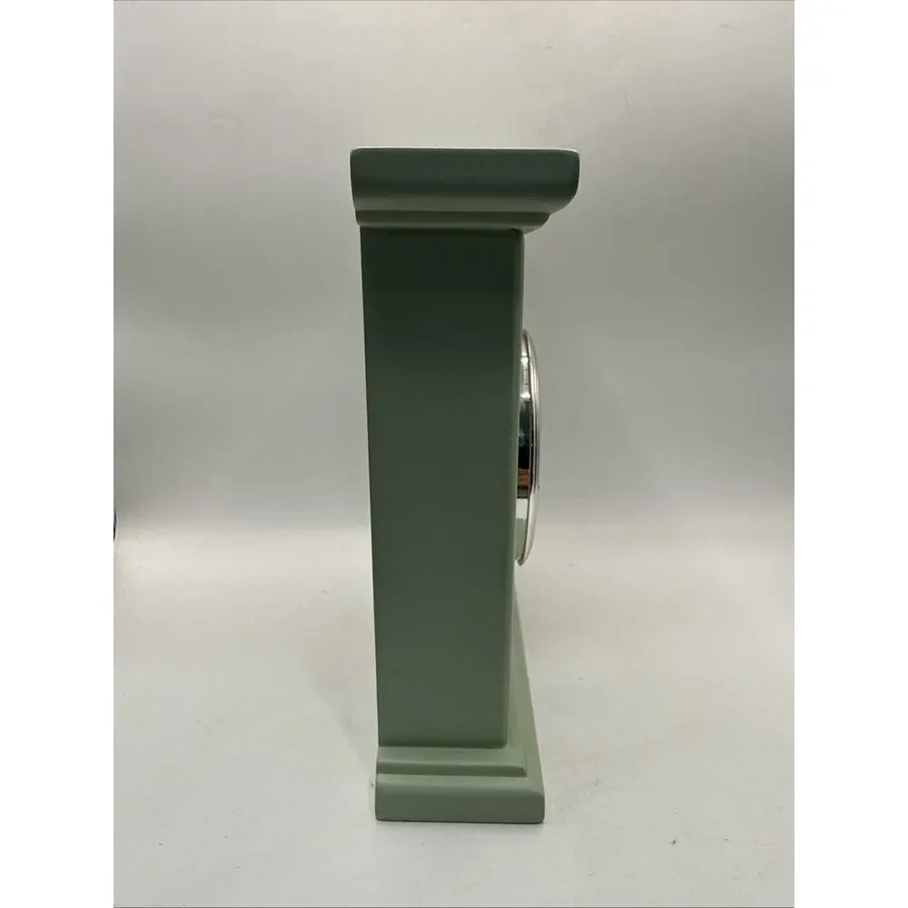 Vintage Style Sage Green Sunflower Bee Mantel Table Clock Quartz 7” Working *
